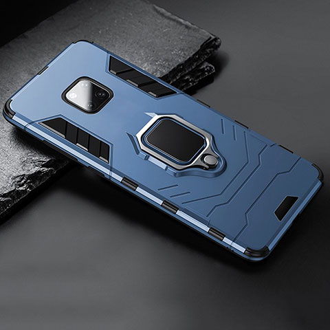 Custodia Silicone e Plastica Opaca Cover con Supporto per Huawei Mate 20 Blu