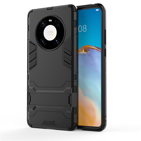 Custodia Silicone e Plastica Opaca Cover con Supporto per Huawei Mate 40 Pro Nero