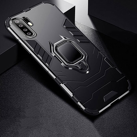 Custodia Silicone e Plastica Opaca Cover con Supporto per Huawei P30 Pro Nero