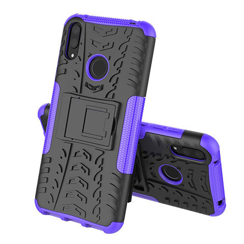 Custodia Silicone e Plastica Opaca Cover con Supporto per Huawei Y7 (2019) Viola