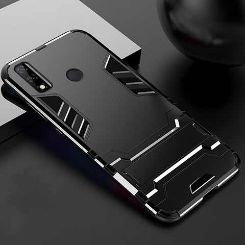 Custodia Silicone e Plastica Opaca Cover con Supporto per Huawei Y8s Nero