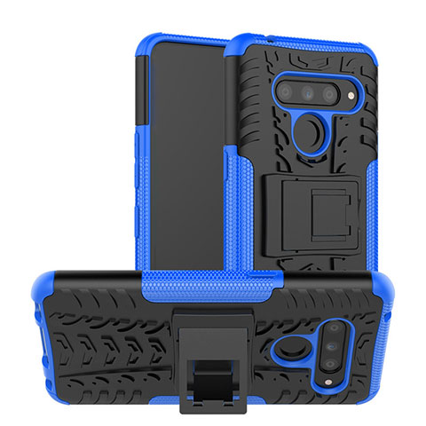 Custodia Silicone e Plastica Opaca Cover con Supporto per LG V50 ThinQ 5G Blu