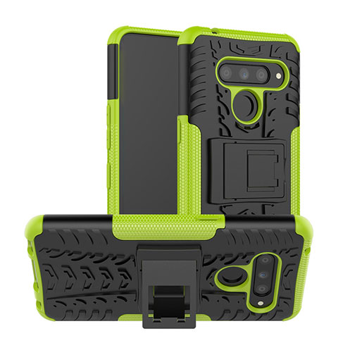 Custodia Silicone e Plastica Opaca Cover con Supporto per LG V50 ThinQ 5G Verde