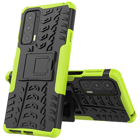 Custodia Silicone e Plastica Opaca Cover con Supporto per Motorola Moto Edge 20 5G Verde