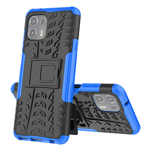 Custodia Silicone e Plastica Opaca Cover con Supporto per Motorola Moto Edge 20 Lite 5G Blu