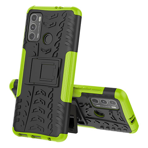 Custodia Silicone e Plastica Opaca Cover con Supporto per Motorola Moto G60 Verde