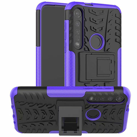 Custodia Silicone e Plastica Opaca Cover con Supporto per Motorola Moto G8 Plus Viola