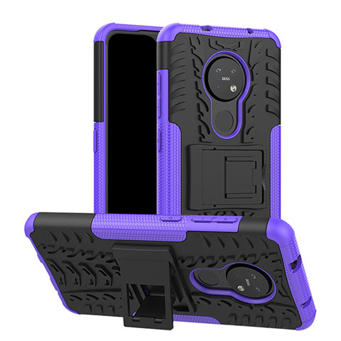 Custodia Silicone e Plastica Opaca Cover con Supporto per Nokia 6.2 Viola