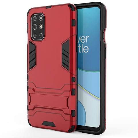 Custodia Silicone e Plastica Opaca Cover con Supporto per OnePlus 8T 5G Rosso