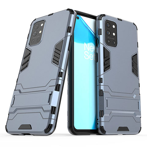 Custodia Silicone e Plastica Opaca Cover con Supporto per OnePlus 9R 5G Blu