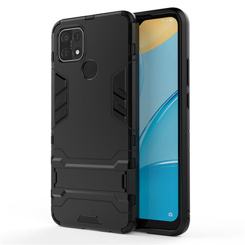 Custodia Silicone e Plastica Opaca Cover con Supporto per Oppo A35 Nero