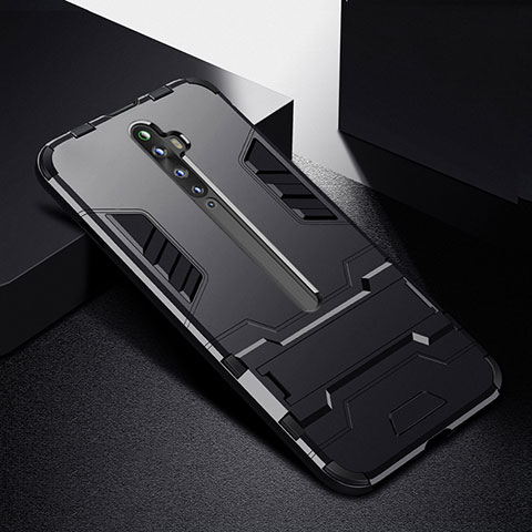 Custodia Silicone e Plastica Opaca Cover con Supporto per Oppo Reno2 Z Nero