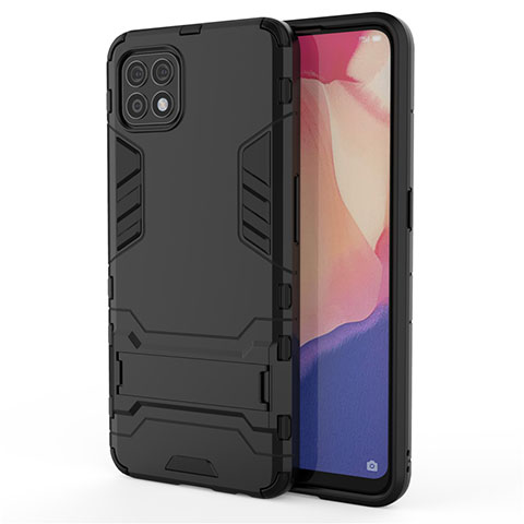 Custodia Silicone e Plastica Opaca Cover con Supporto per Oppo Reno4 SE 5G Nero