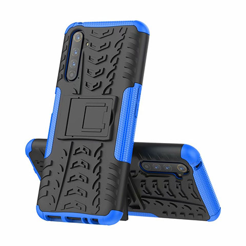 Custodia Silicone e Plastica Opaca Cover con Supporto per Realme 6 Pro Blu