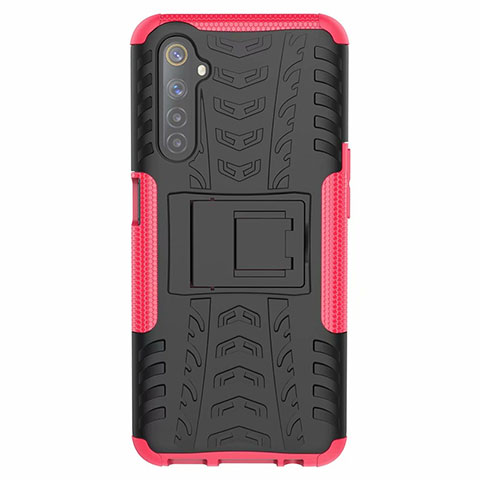 Custodia Silicone e Plastica Opaca Cover con Supporto per Realme 6 Rosa