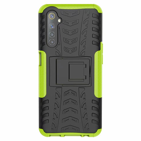 Custodia Silicone e Plastica Opaca Cover con Supporto per Realme 6 Verde