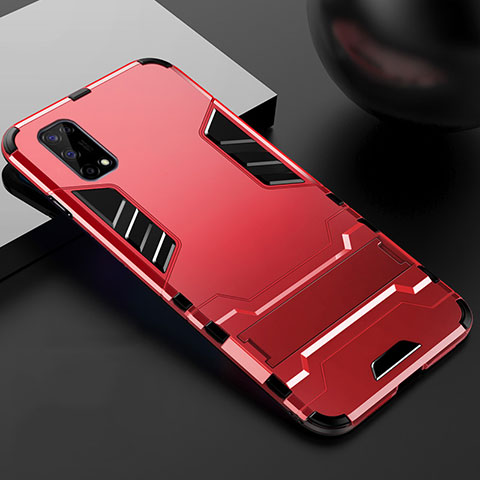 Custodia Silicone e Plastica Opaca Cover con Supporto per Realme Q2 5G Rosso