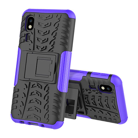 Custodia Silicone e Plastica Opaca Cover con Supporto per Samsung Galaxy A2 Core A260F A260G Viola