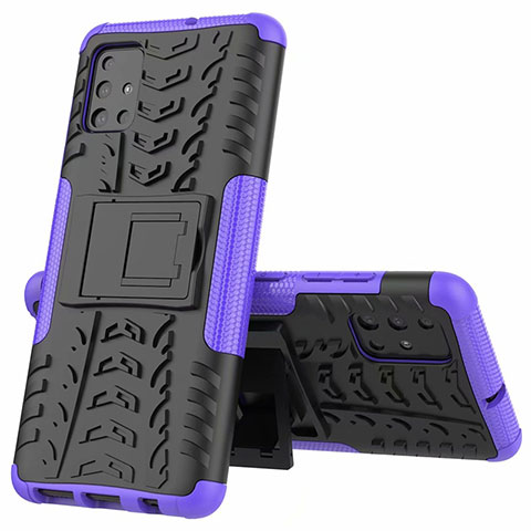 Custodia Silicone e Plastica Opaca Cover con Supporto per Samsung Galaxy A51 4G Viola