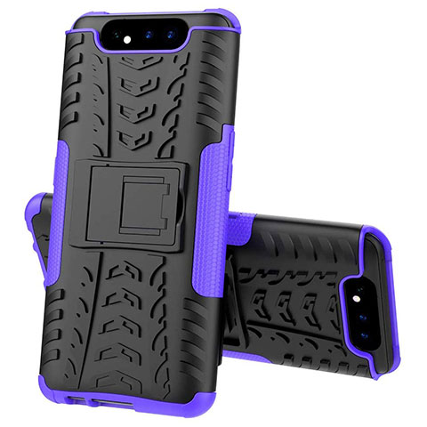 Custodia Silicone e Plastica Opaca Cover con Supporto per Samsung Galaxy A90 4G Viola