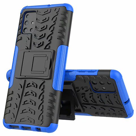 Custodia Silicone e Plastica Opaca Cover con Supporto per Samsung Galaxy M40S Blu