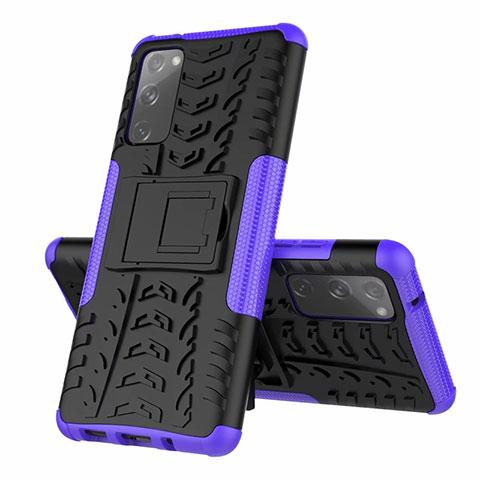 Custodia Silicone e Plastica Opaca Cover con Supporto per Samsung Galaxy S20 FE 2022 5G Viola