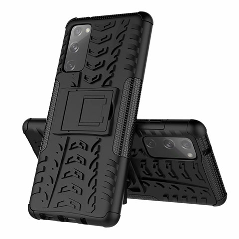 Custodia Silicone e Plastica Opaca Cover con Supporto per Samsung Galaxy S20 FE 4G Nero