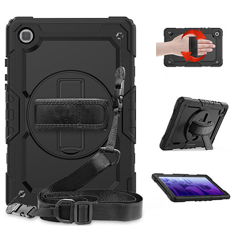 Custodia Silicone e Plastica Opaca Cover con Supporto per Samsung Galaxy Tab A7 4G 10.4 SM-T505 Nero