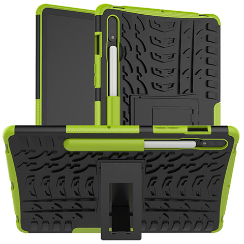 Custodia Silicone e Plastica Opaca Cover con Supporto per Samsung Galaxy Tab S7 4G 11 SM-T875 Verde