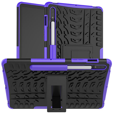 Custodia Silicone e Plastica Opaca Cover con Supporto per Samsung Galaxy Tab S7 4G 11 SM-T875 Viola