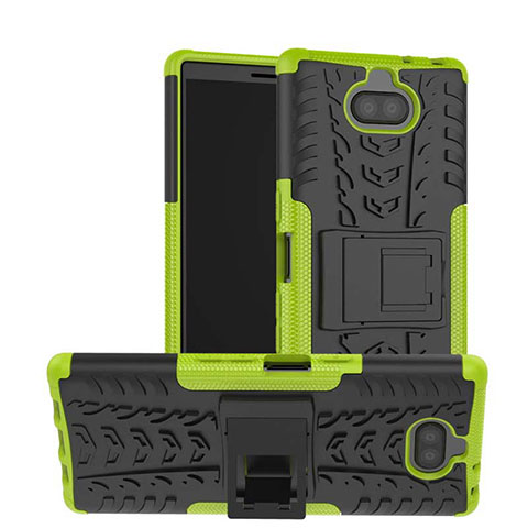 Custodia Silicone e Plastica Opaca Cover con Supporto per Sony Xperia 10 Plus Verde