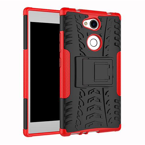 Custodia Silicone e Plastica Opaca Cover con Supporto per Sony Xperia L2 Rosso