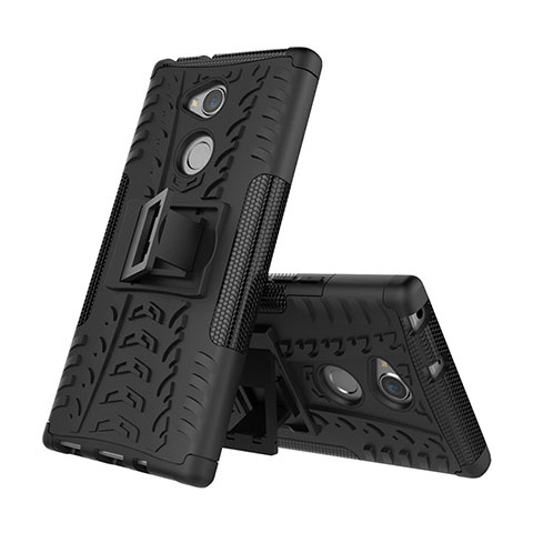 Custodia Silicone e Plastica Opaca Cover con Supporto per Sony Xperia XA2 Nero