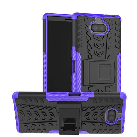 Custodia Silicone e Plastica Opaca Cover con Supporto per Sony Xperia XA3 Viola