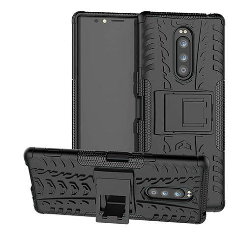 Custodia Silicone e Plastica Opaca Cover con Supporto per Sony Xperia XZ4 Nero