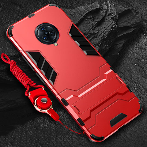 Custodia Silicone e Plastica Opaca Cover con Supporto per Vivo Nex 3 Rosso