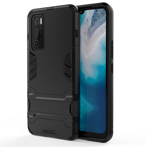 Custodia Silicone e Plastica Opaca Cover con Supporto per Vivo Y70 (2020) Nero