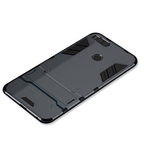 Custodia Silicone e Plastica Opaca Cover con Supporto per Xiaomi Mi 5X Grigio