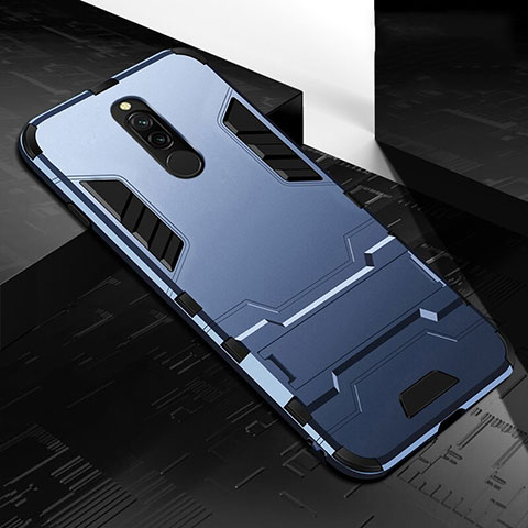 Custodia Silicone e Plastica Opaca Cover con Supporto per Xiaomi Redmi 8 Blu