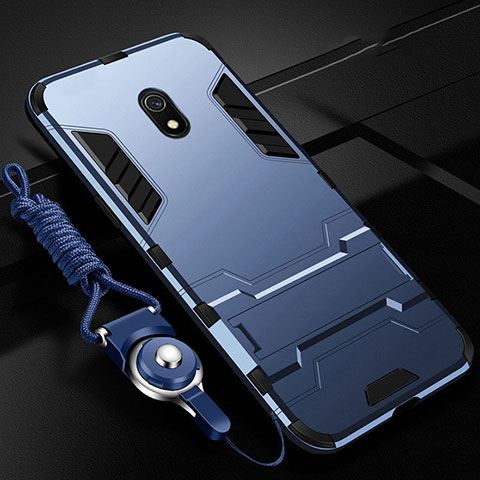 Custodia Silicone e Plastica Opaca Cover con Supporto per Xiaomi Redmi 8A Blu