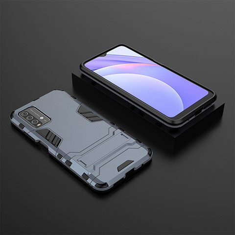 Custodia Silicone e Plastica Opaca Cover con Supporto per Xiaomi Redmi 9 Power Blu