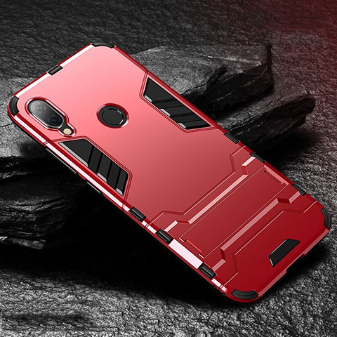 Custodia Silicone e Plastica Opaca Cover con Supporto per Xiaomi Redmi Note 7 Rosso