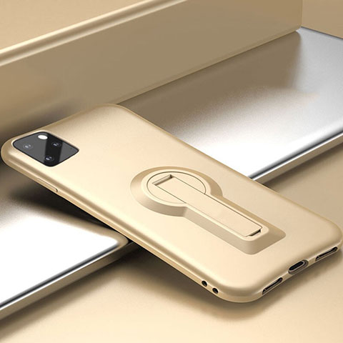 Custodia Silicone e Plastica Opaca Cover con Supporto R01 per Apple iPhone 11 Pro Oro