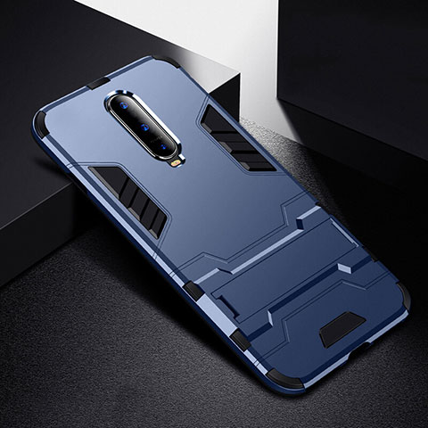 Custodia Silicone e Plastica Opaca Cover con Supporto R01 per Oppo R17 Pro Blu