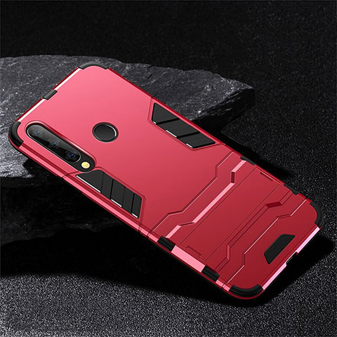 Custodia Silicone e Plastica Opaca Cover con Supporto R02 per Huawei Honor 20i Rosso