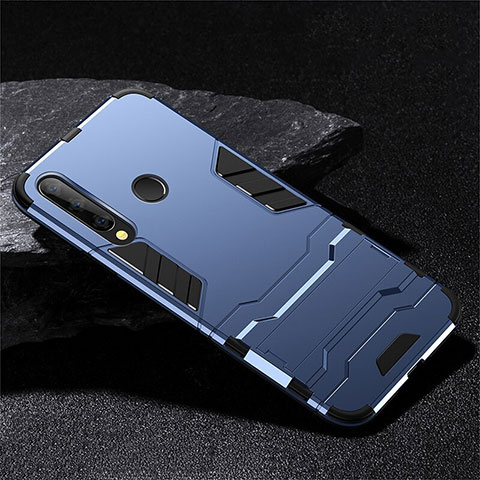 Custodia Silicone e Plastica Opaca Cover con Supporto R02 per Huawei P Smart+ Plus (2019) Blu