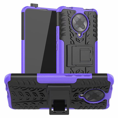 Custodia Silicone e Plastica Opaca Cover con Supporto R02 per Xiaomi Redmi K30 Pro 5G Viola