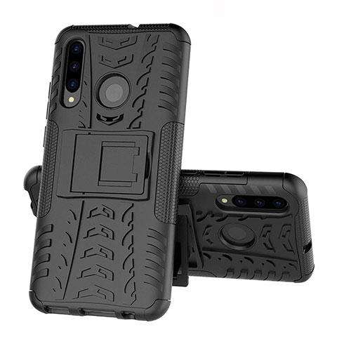 Custodia Silicone e Plastica Opaca Cover con Supporto R03 per Huawei Honor 10i Nero