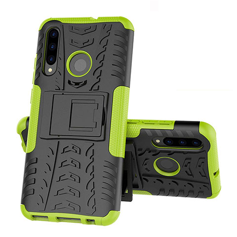 Custodia Silicone e Plastica Opaca Cover con Supporto R03 per Huawei Honor 10i Verde