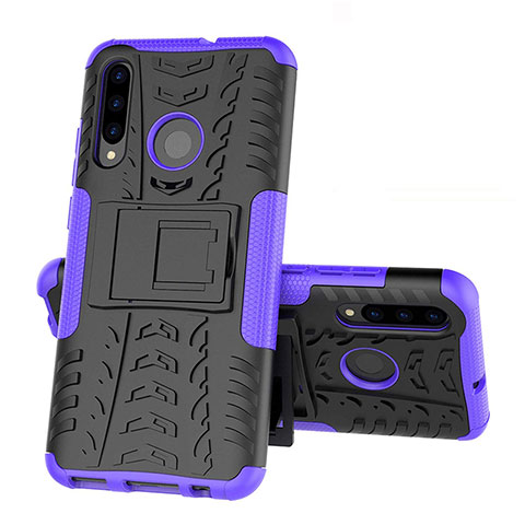 Custodia Silicone e Plastica Opaca Cover con Supporto R03 per Huawei Honor 20E Viola